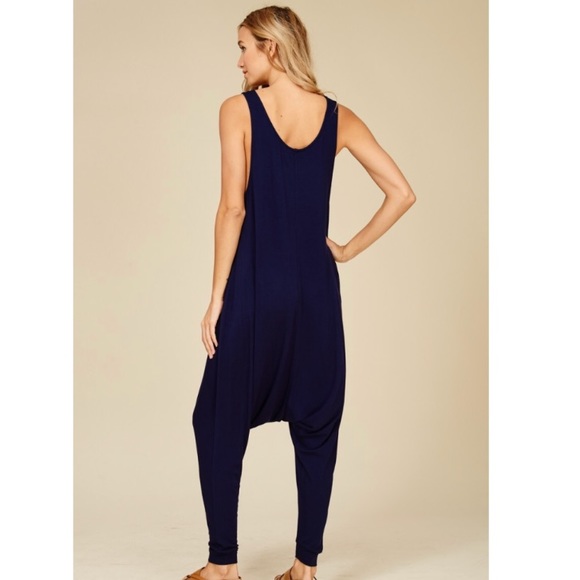 Navy Romper Jumpsuit - Picture 3 of 4